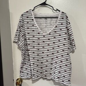 Disney Striped Minnie Mouse Roll Cuff Tee